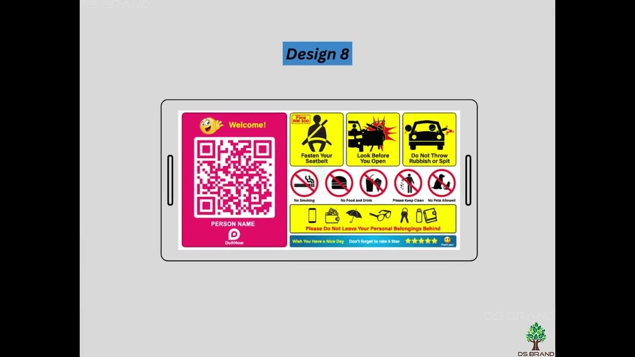 Premium E-Hailing QR Code Acrylic SafeRide Rating Display Sign / Grab Signage