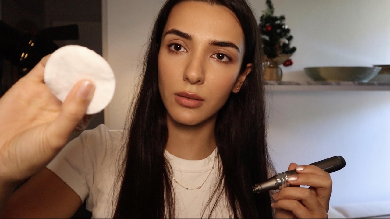 ASMR Dermatologist Exam ( Very Close & Detailed) | Skin Check, Microneedling, Skincare