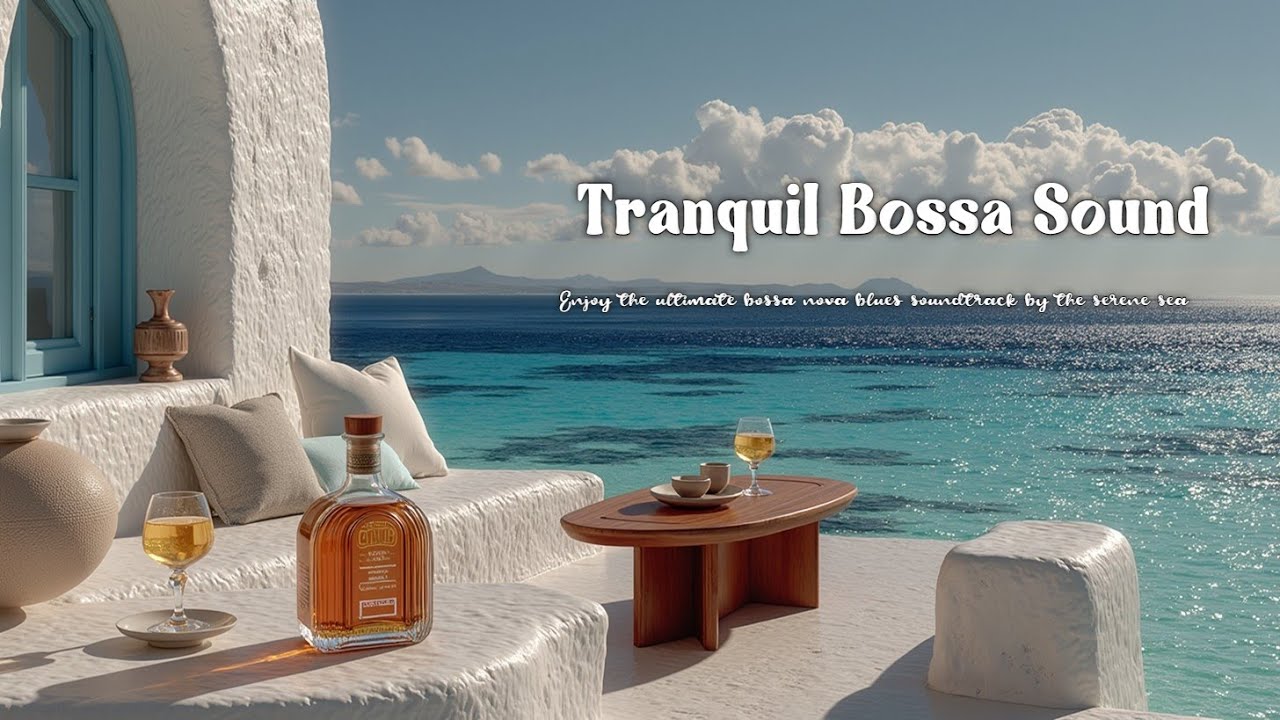 Capturing the tranquil essence of bossa nova blues by the serene blue sea.