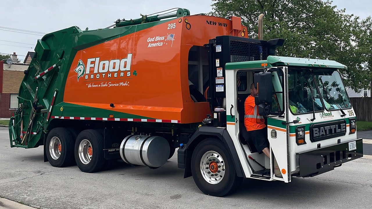Brand New Flood Brothers Battle New Way Rear Loader Garbage Truck