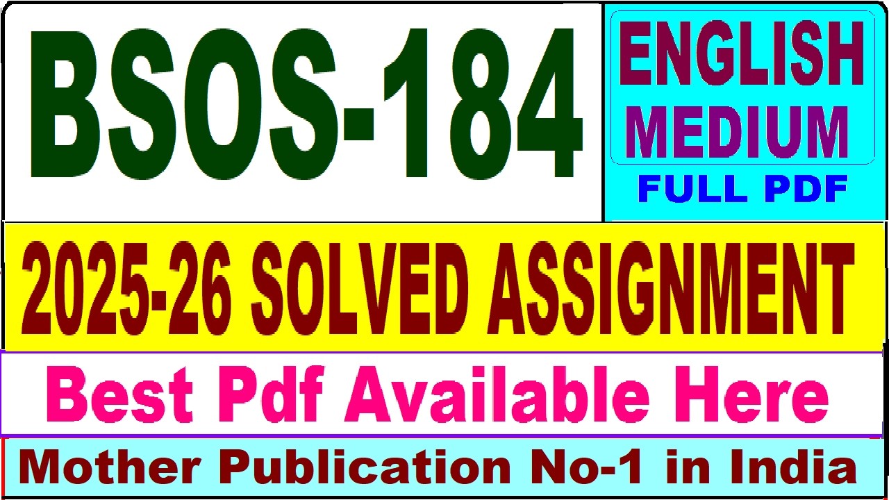BSOS 184 solved assignment 2025-26 || bsos 184 solved assignment 2026 in English || ignou bsos184