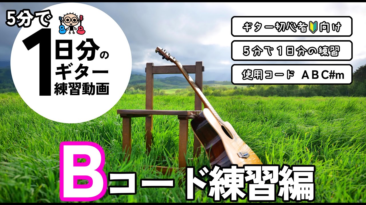 5分で1日分のギター練習【Bコード練習編】初心者のためのギター練習動画（なつばやしch）