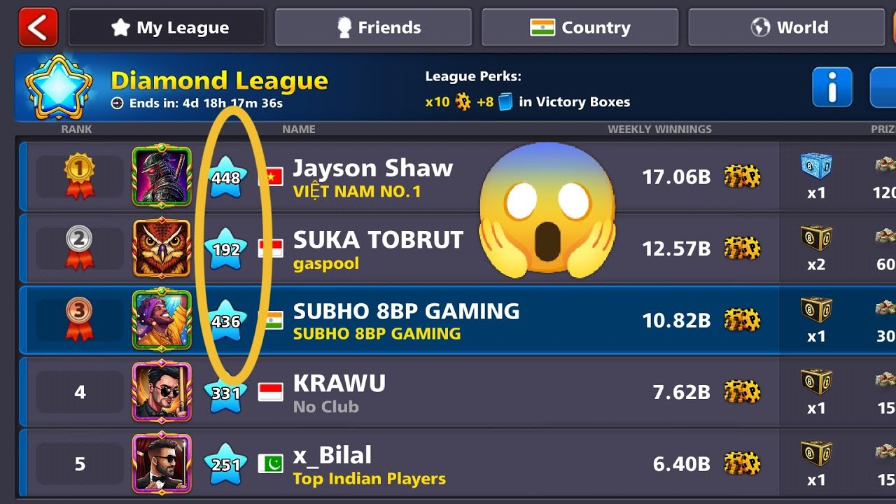 DIAMOND LEAGUE TOP 😱 8 BALL POOL