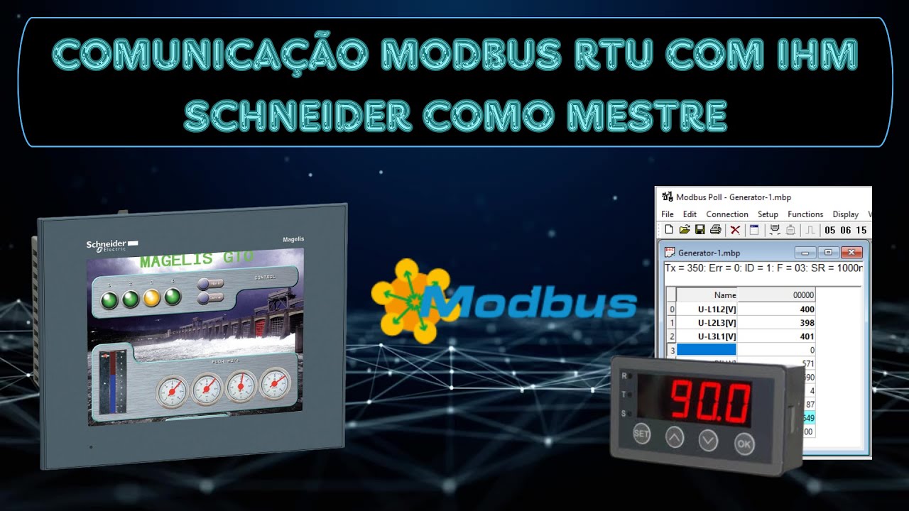 Comunicação Modbus RTU com IHM Schneider como Mestre