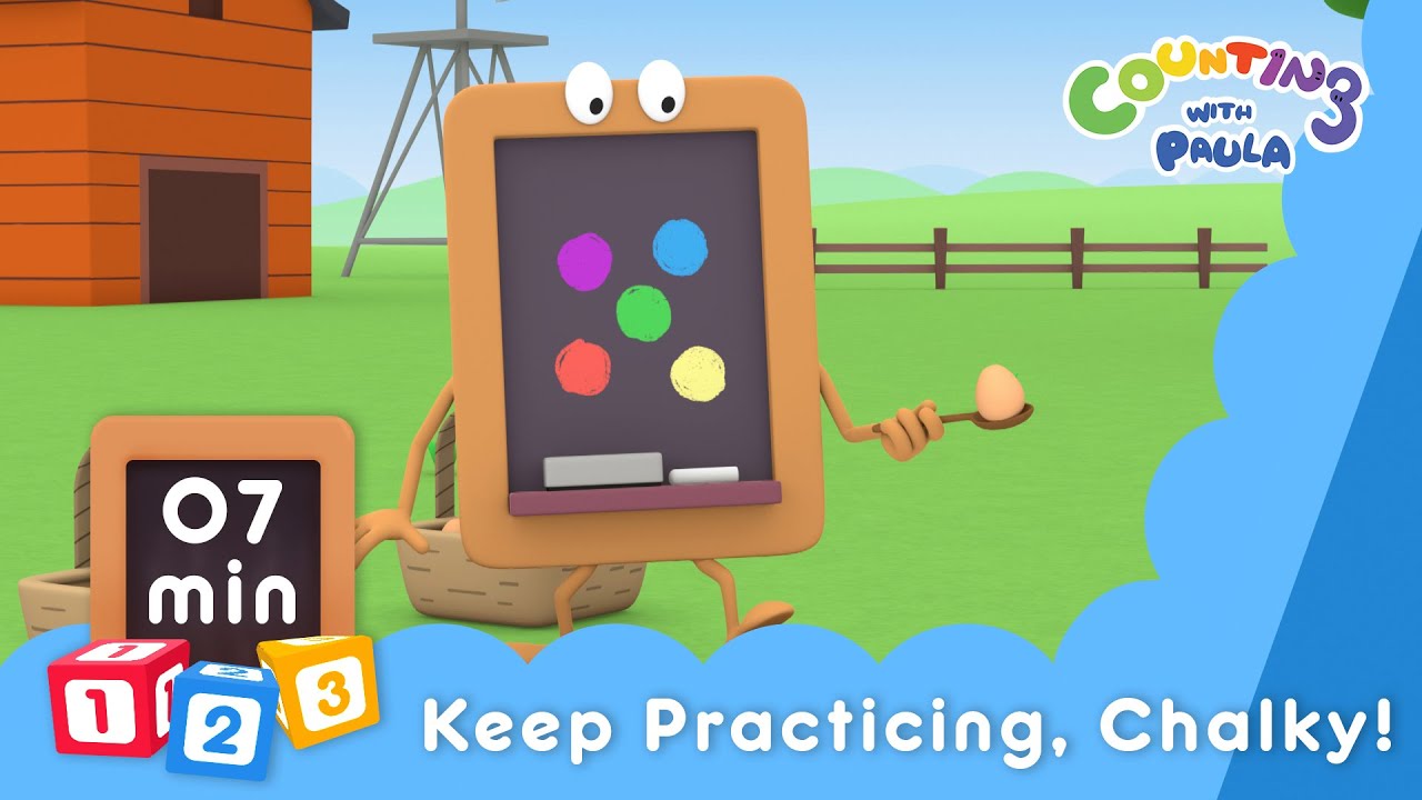 Keep Practicing, Chalky! - Counting with Paula | Hand-eye coordination | For Kids