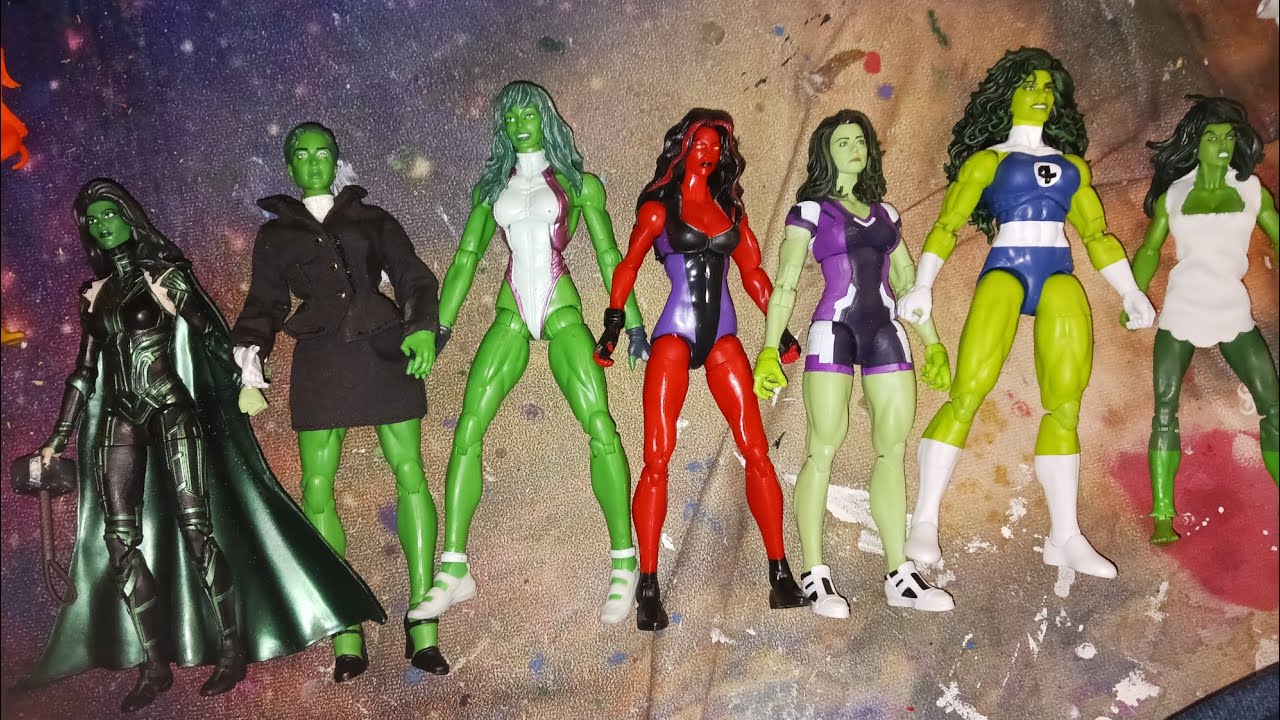 #marvellegends #shehulk #fantasticfour #mcu #toybiz vs #hasbro #atlaw a rainbow of glutes