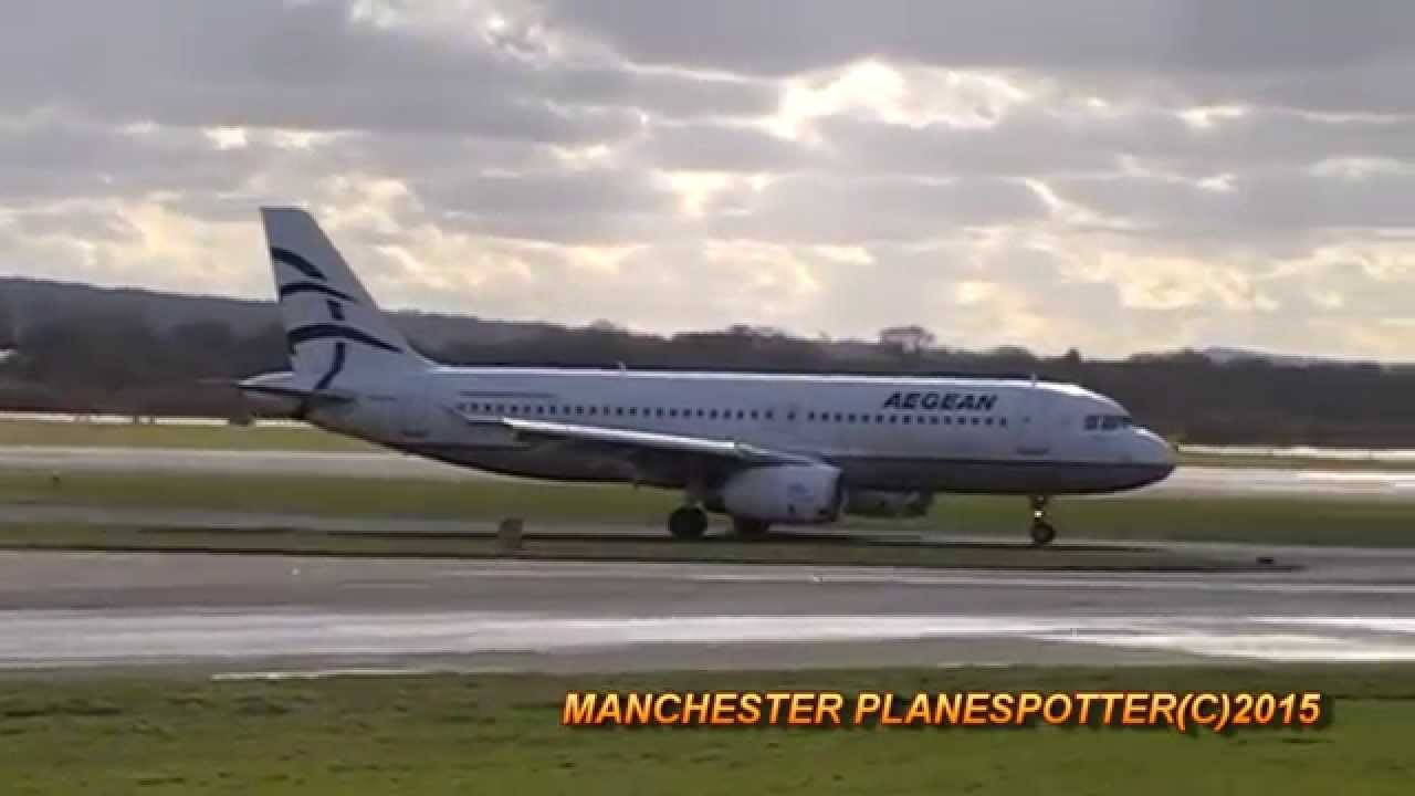 Aegean Airlines A320 SX-DVS On A3638/3639 Landing + Taking Off At Manchester Airport On 03/03/2015