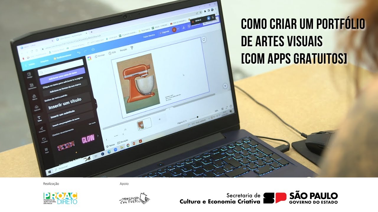 Como criar um portfólio de Artes Visuais, com apps gratuitos | videoaula  ProAC 39/2021