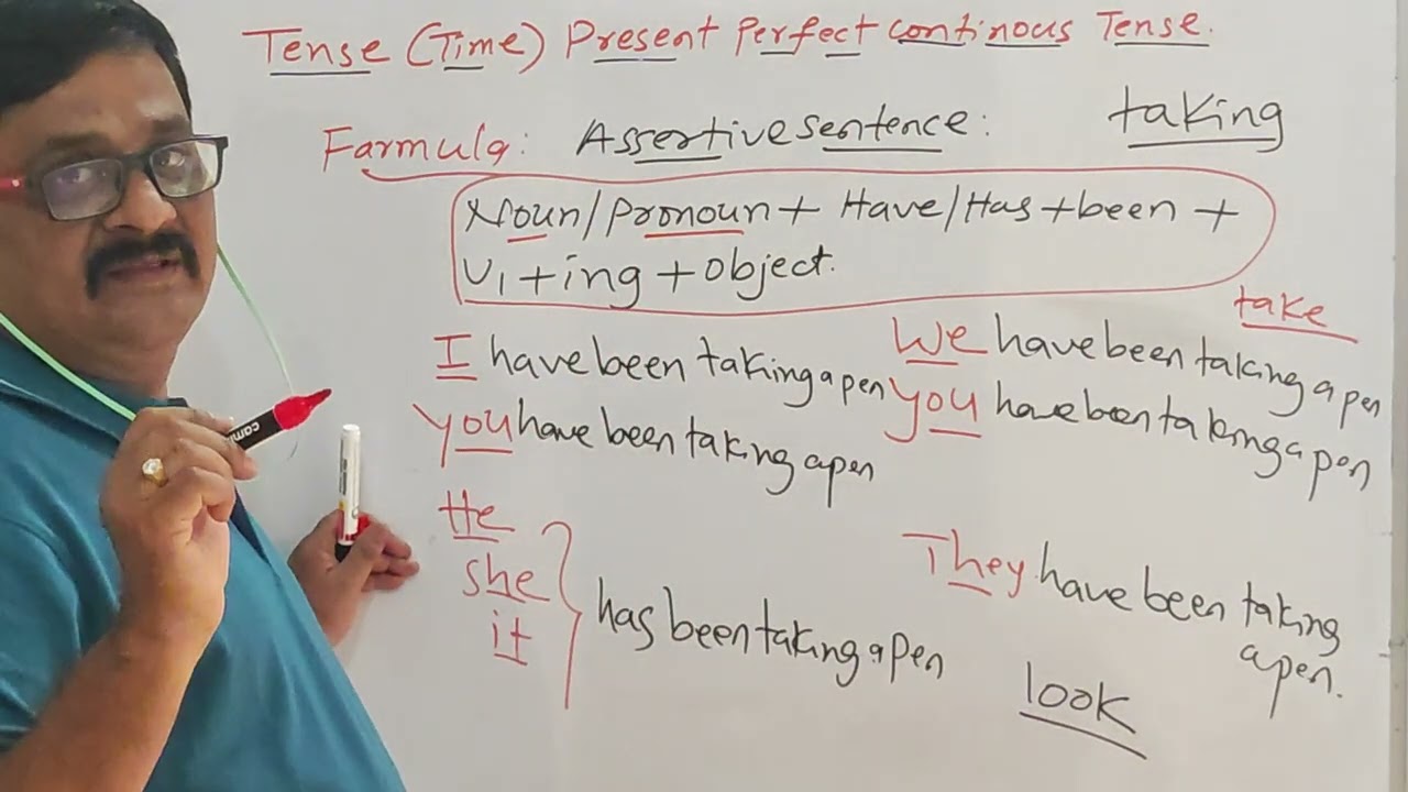 Farmula,,, of Assertive Sentence In Present Perfect Continous Tense ,,.,Bilingual Kannada English
