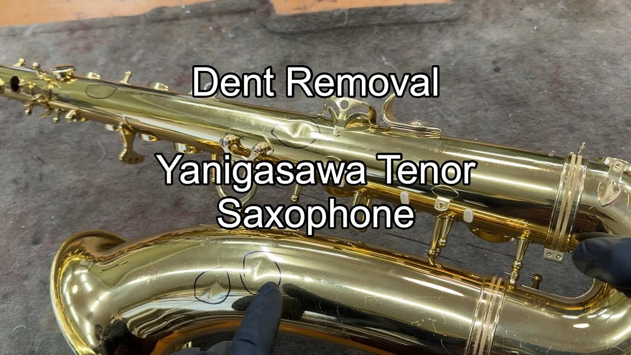 Removing Dents From Yanigasawa Tenor Saxophone, band instrument repair
