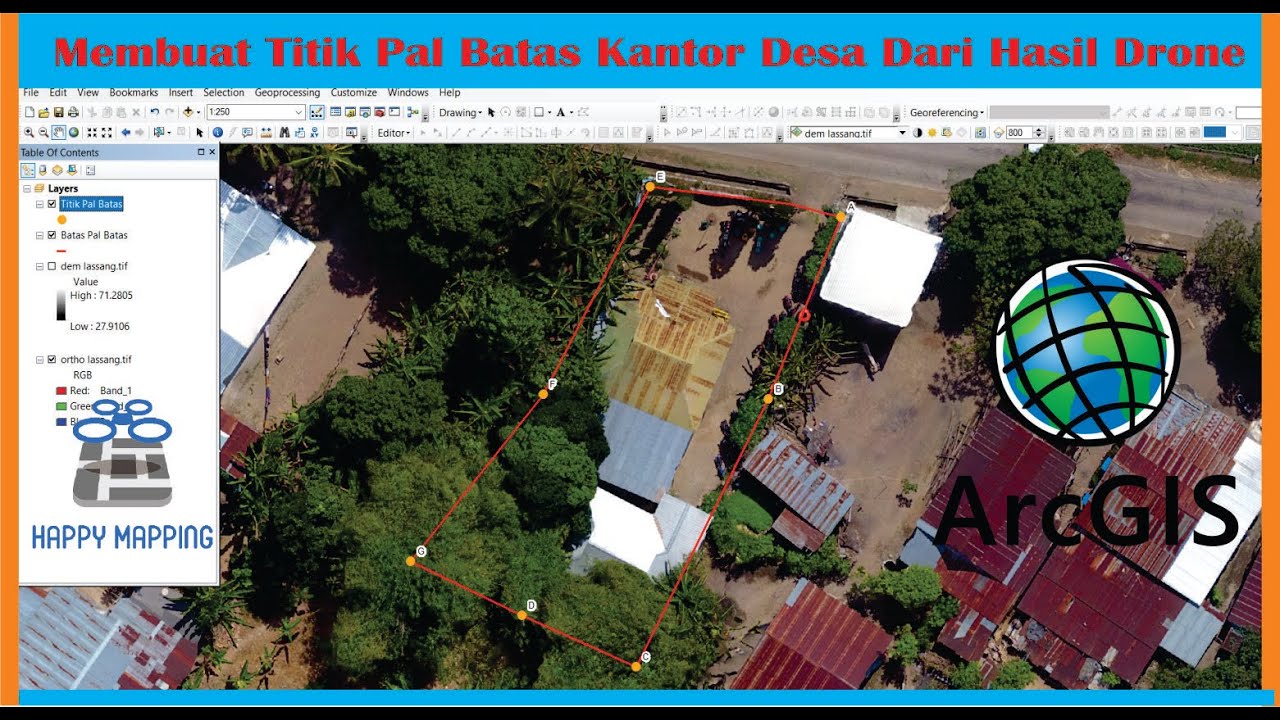 Tutorial Membuat Pal Batas Data Orthomosaic (Hasil Drone) | Pemetaan Kawasan Kantor Desa