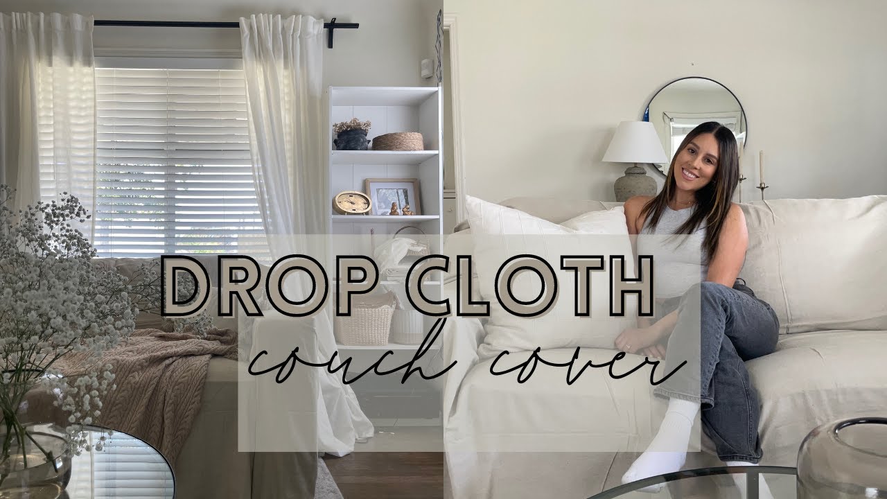 I DIY'ed a couch cover using drop cloth | Here's how it went