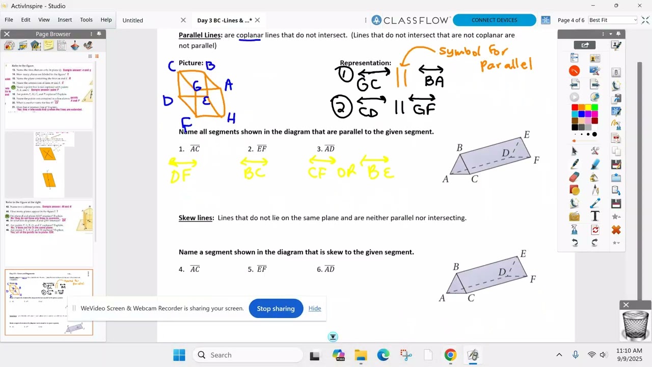 Honors Geometry BC September 9th - Unit 1 Day 3 - Lines & Segments