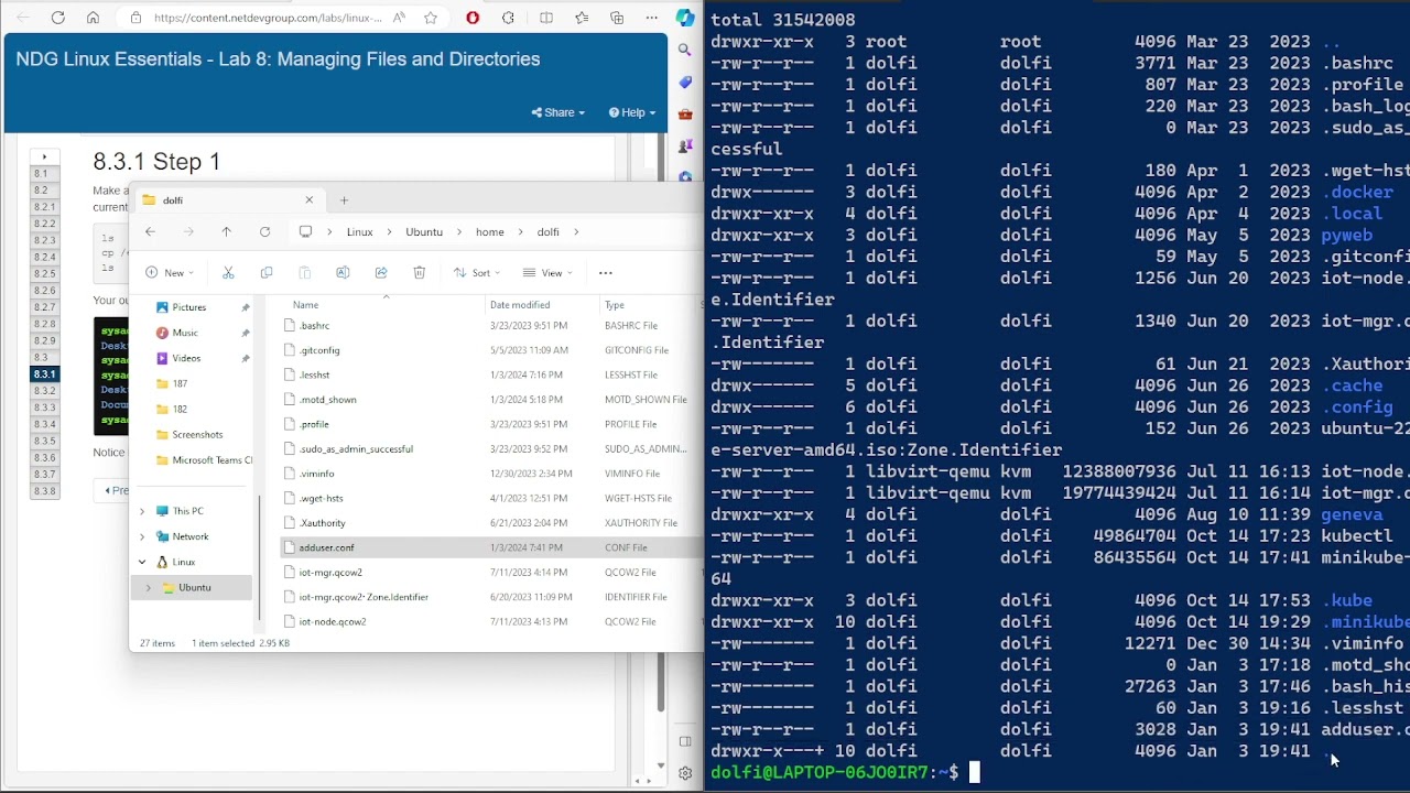 Linux Essentials - Lab 8: Managing Files and Directories