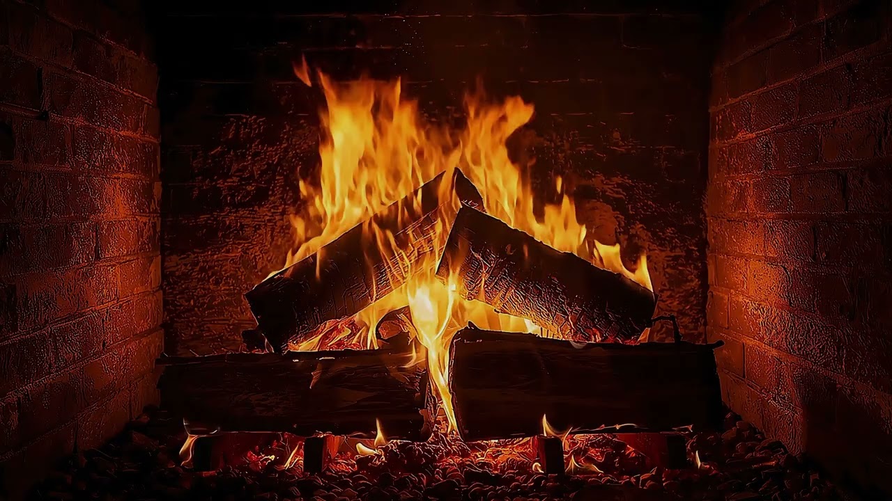 Relaxing Fireplace 4K (No Music) 1 Hours of Real Crackling Fire Sounds