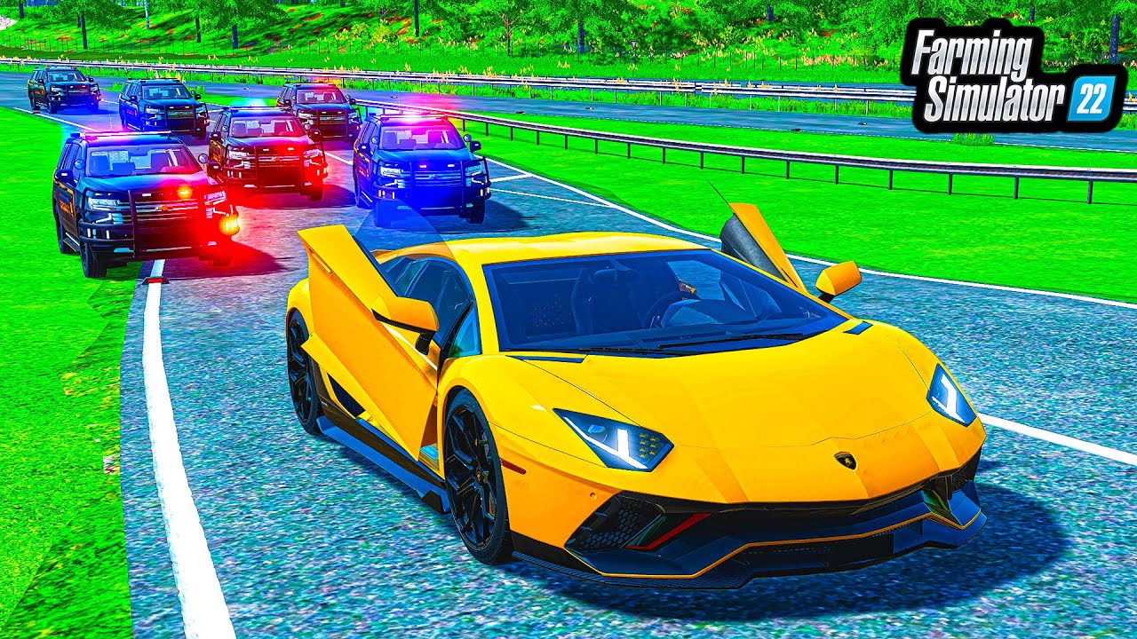 10 COPS CHASE LAMBORGHINI AVENTADOR! (STOLEN) | FS22