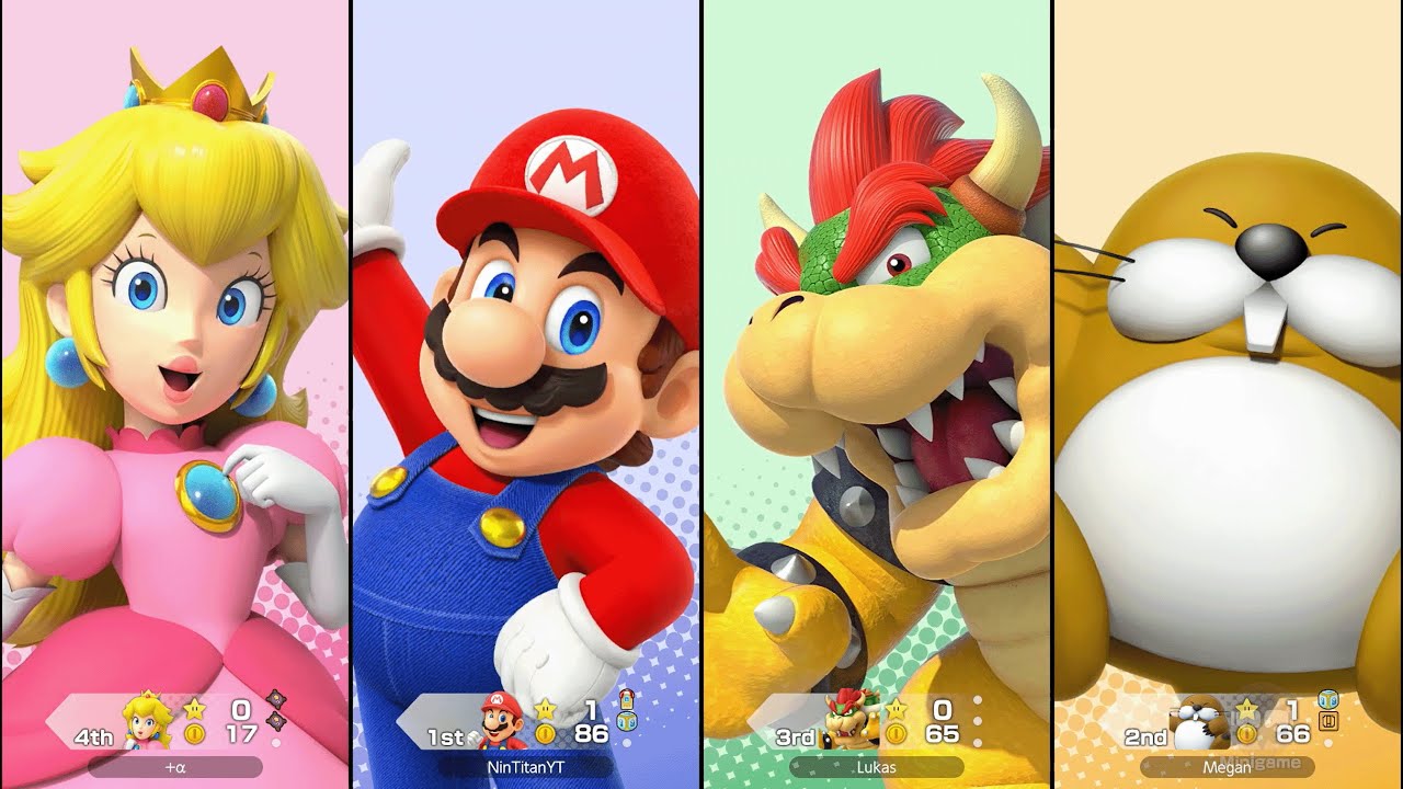 Super Mario Party Jamboree - Mario vs Peach vs Bowser vs Monty Mole - Rainbow Galleria
