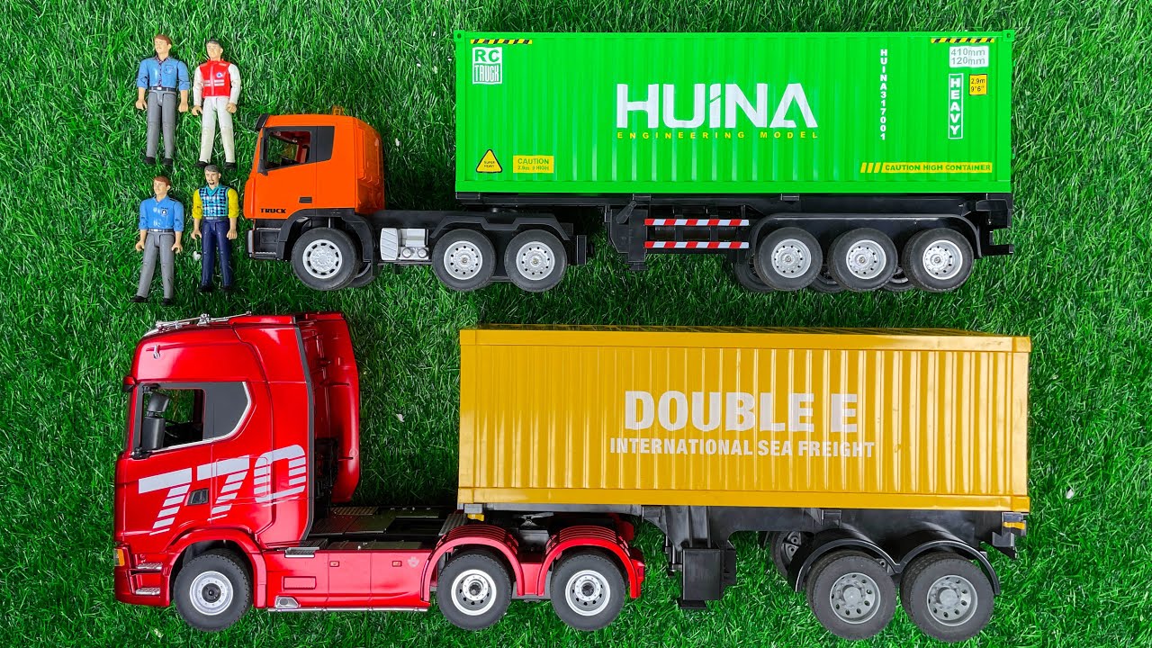 Распаковка радиоуправляемого грузовика-контейнера Mobil RC Scania, масштаб 1:14, прицеп-грузовик.