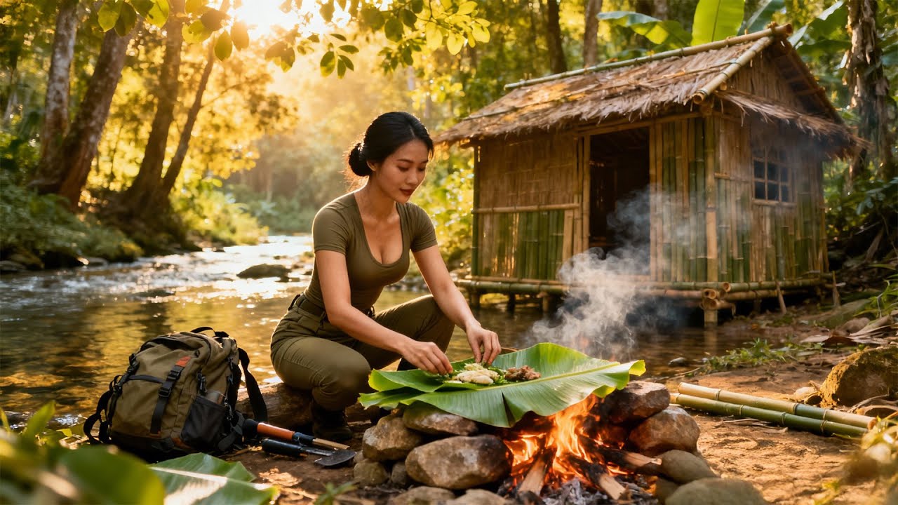 Building the Best Bamboo Bushcraft Tent | Primitive Survival Shelter & Campfire Cooking