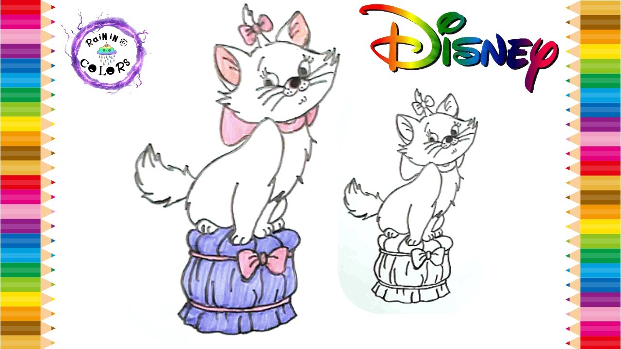 How To Draw Marie The Cat From Aristocats Drawing And Coloring Cute Easy #aristocats #rainingcolors