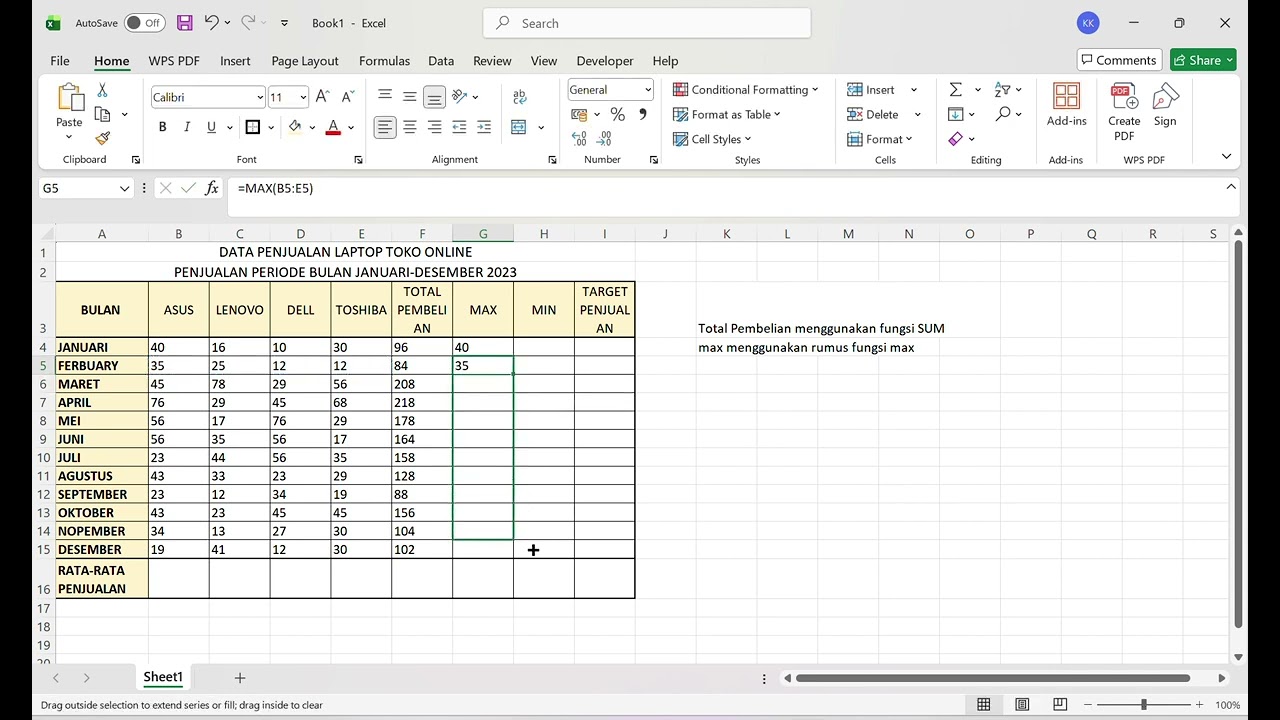 Microsoft Excel SUM MIN dan MAX