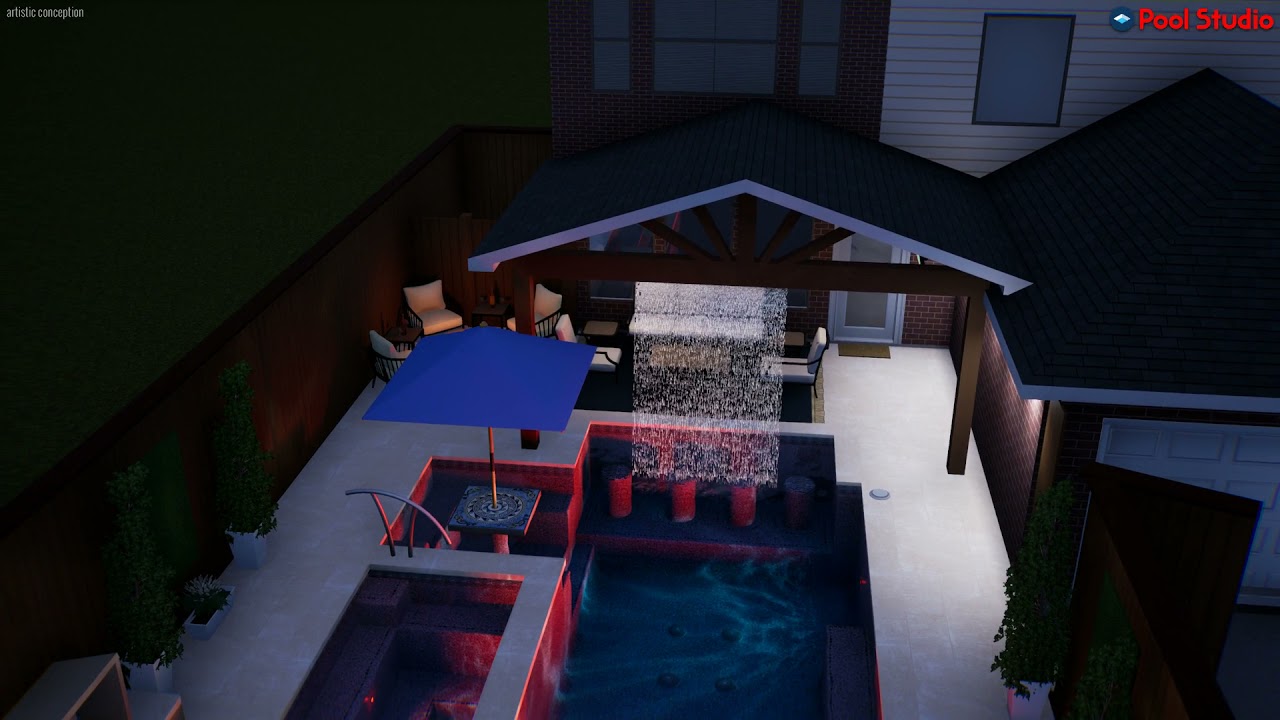 Modern Swimming Pool in Frisco Texas: Custom Geometric Pool and Spa