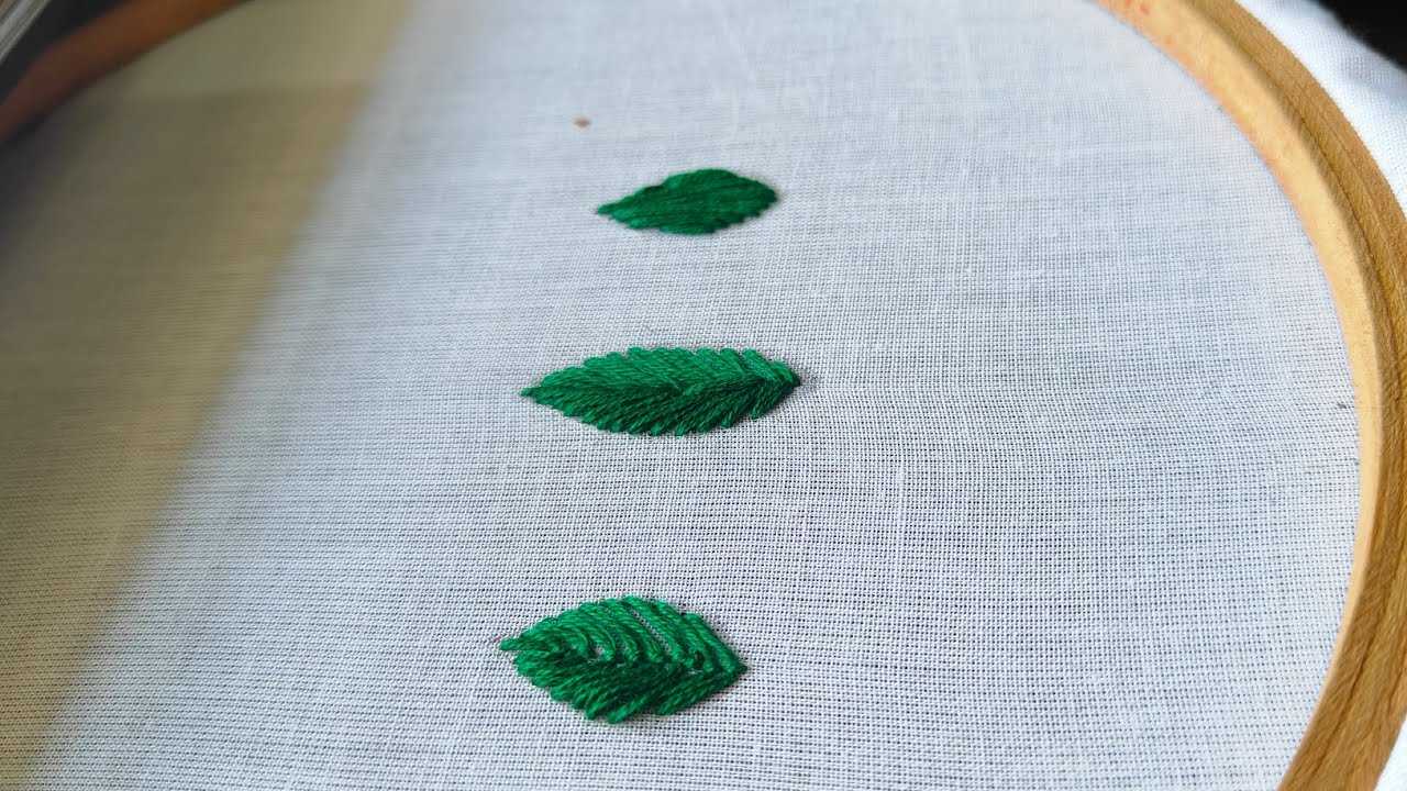 How to do leaf stitch in hand embroidery/@jeniff_knotcrafts