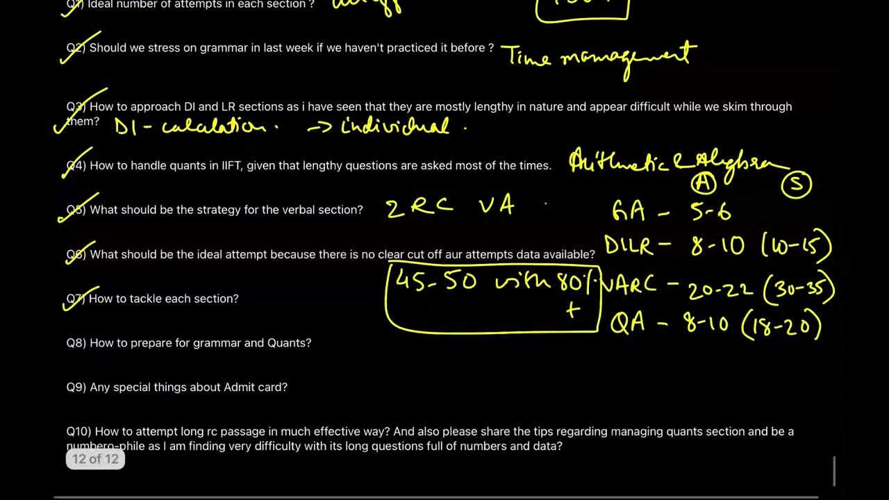 IIFT 2023 Last-Minute Tips | Section-wise Tips & Exam Strategy| Answers by IIFT Delhi Student