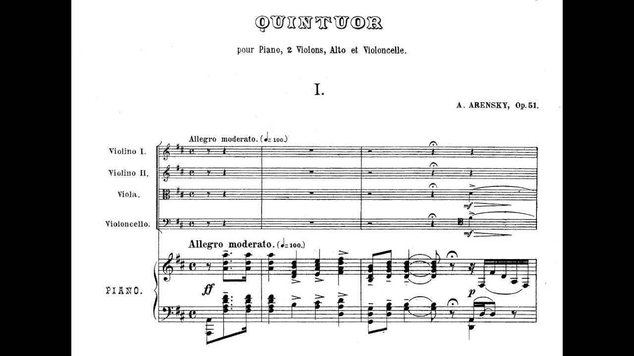 Anton Arensky - Piano Quintet in D major, Op.51