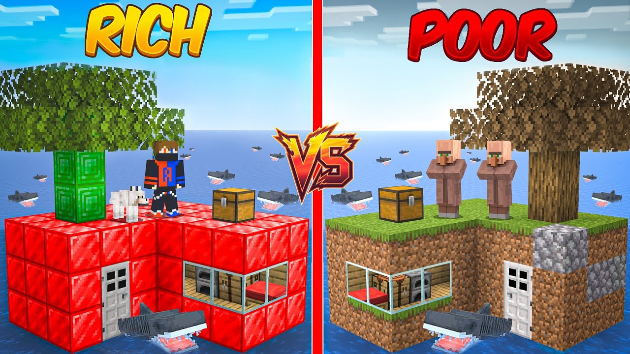 RICH vs POOR Sea Island in Minecraft
