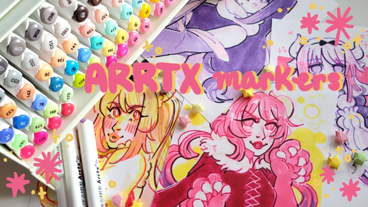 ﾐ☆ Arrtx Alcohol Markers + Marker Paper Review - plus let's draw some cute Dragon Maid characters!!