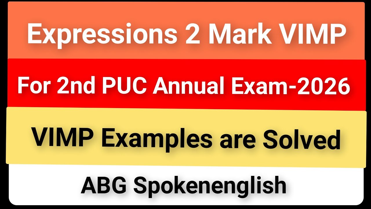 #Expressions|2nd PUC| Expressions|Most Important 2 Marks Questions Solved