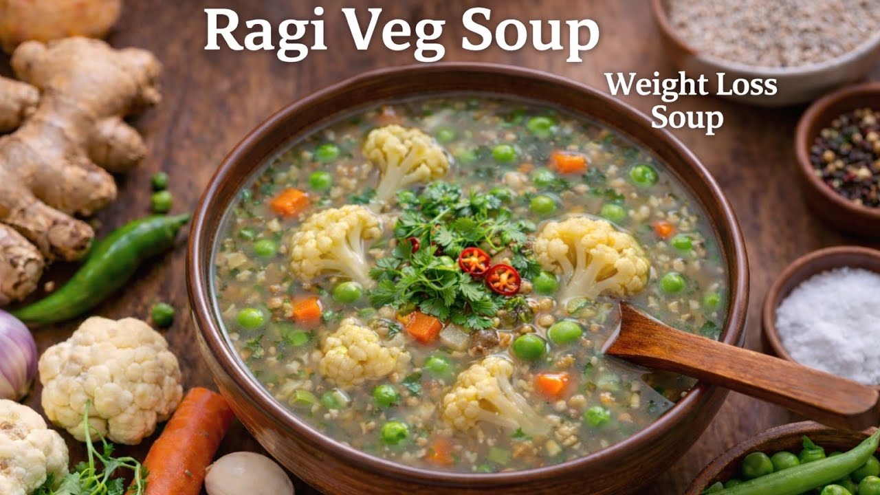 MIXED VEG🥦🥕🌽 RAGI SOUP||#soup #ragi #ragisoup #diet #healthy #youtube #cooking #recipe #viral #food 