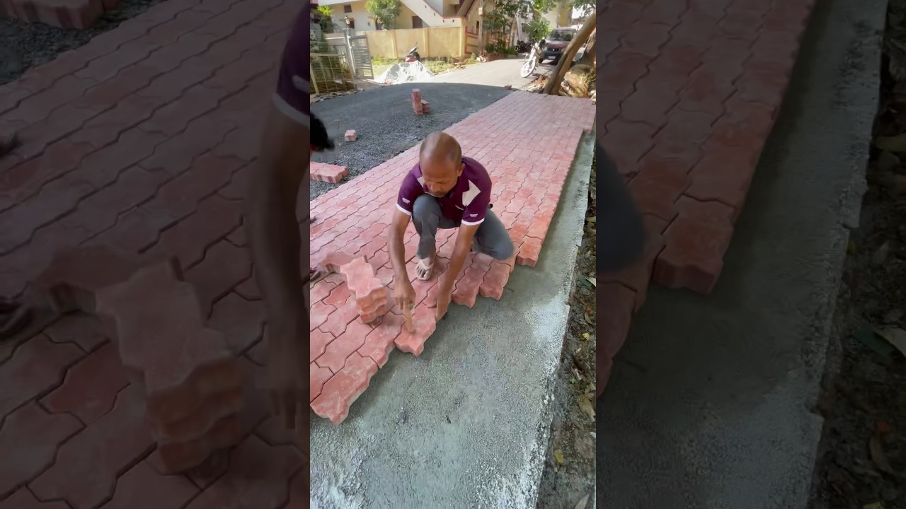 Wow Amazing! Zig-Zag Paver Block Installation techniques l Red Paver blocks fitting |  #paverblocks