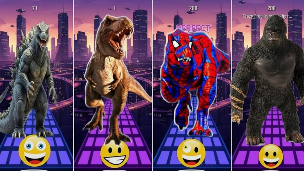Tiles Hop – Godzilla vs T-Rex vs Spider Monster vs King Kong 🔥
