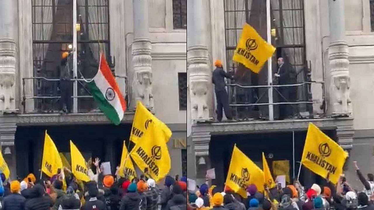 Khalistan Supporters Pull Down Indian Flag At London High Commission.