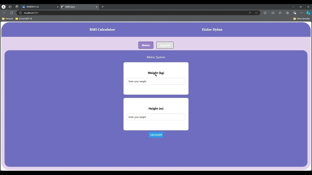 MOBDEV Activity BMI Calculator
