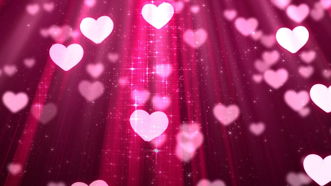 Valentine Hearts Background 💖 Floating Heart Background with Sparkling Particles & Light Leaks