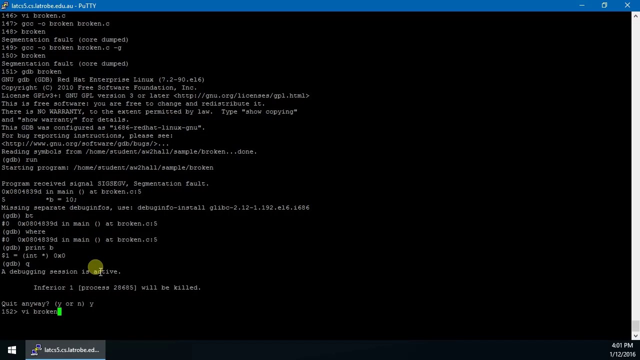How to debug C code with GDB
