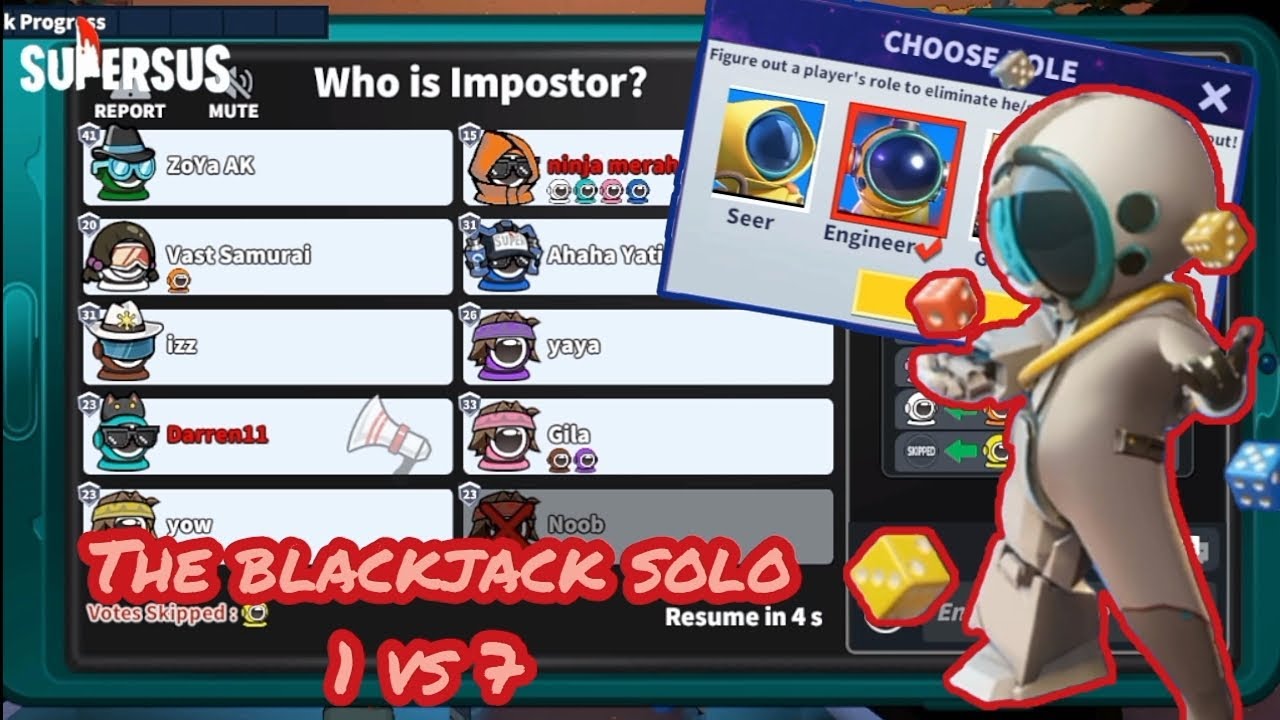 The Blackjack Impostor 1 VS 7 Clutch the game in Super sus... (3D Among Us)