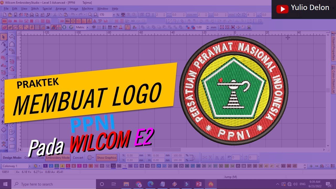 Belajar Wilcom E2 PRAKTEK Membuat LOGO PPNI pada Wilcom E2