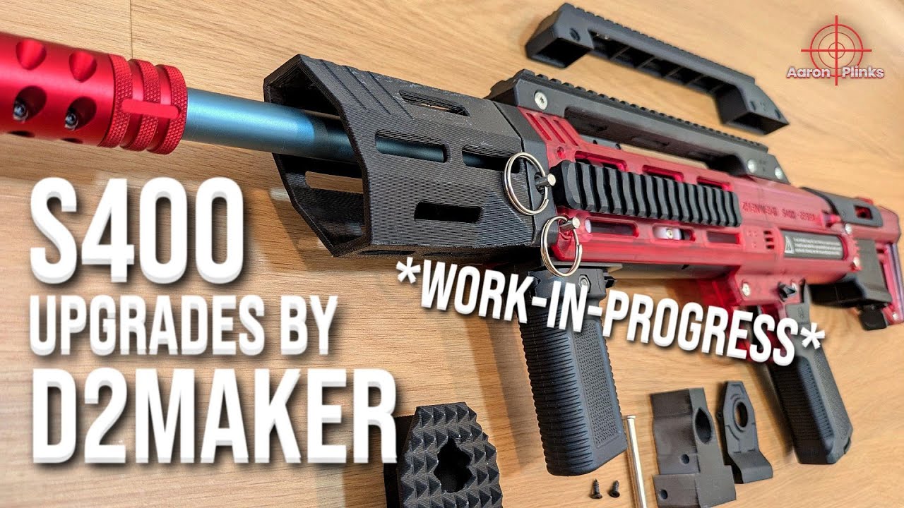 Quick Spring Swap System & Low Carry Handle Upgrades by D2Maker | ZWQ S400 Red Hare (Zebra) Blaster