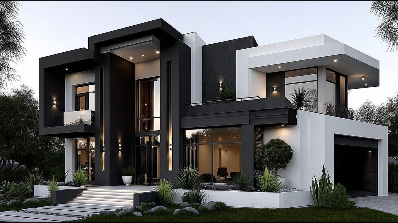 Inside a Sleek Modern Mansion with Bold Black-and-White Elegance