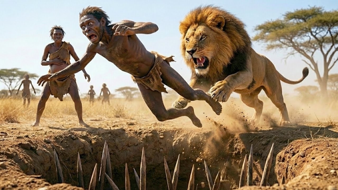 Prehistoric Survival Story | Primitive Survival TACTICS Lion Trap Works!