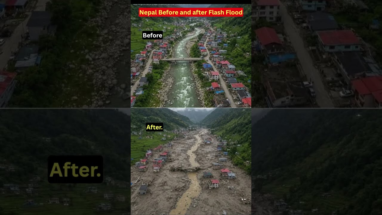 NEPAL BEFORE & AFTER- FLASH FLOOD🌊💔#BeforeAndAfter #nepal