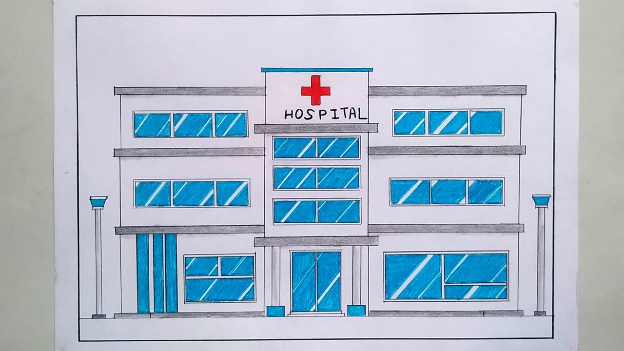 Hospital drawing ll How to draw easy hospital drawing step by step