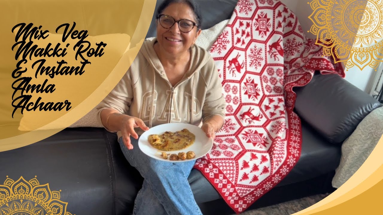 Mix veg Makki ki roti and instant Amla aachar. 