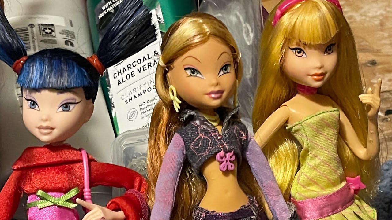 Wash And Style With Me! Mattel Winx Club Dolls (Glam Magic Enchantix, Schoolgirl, Denim,Dance Night)