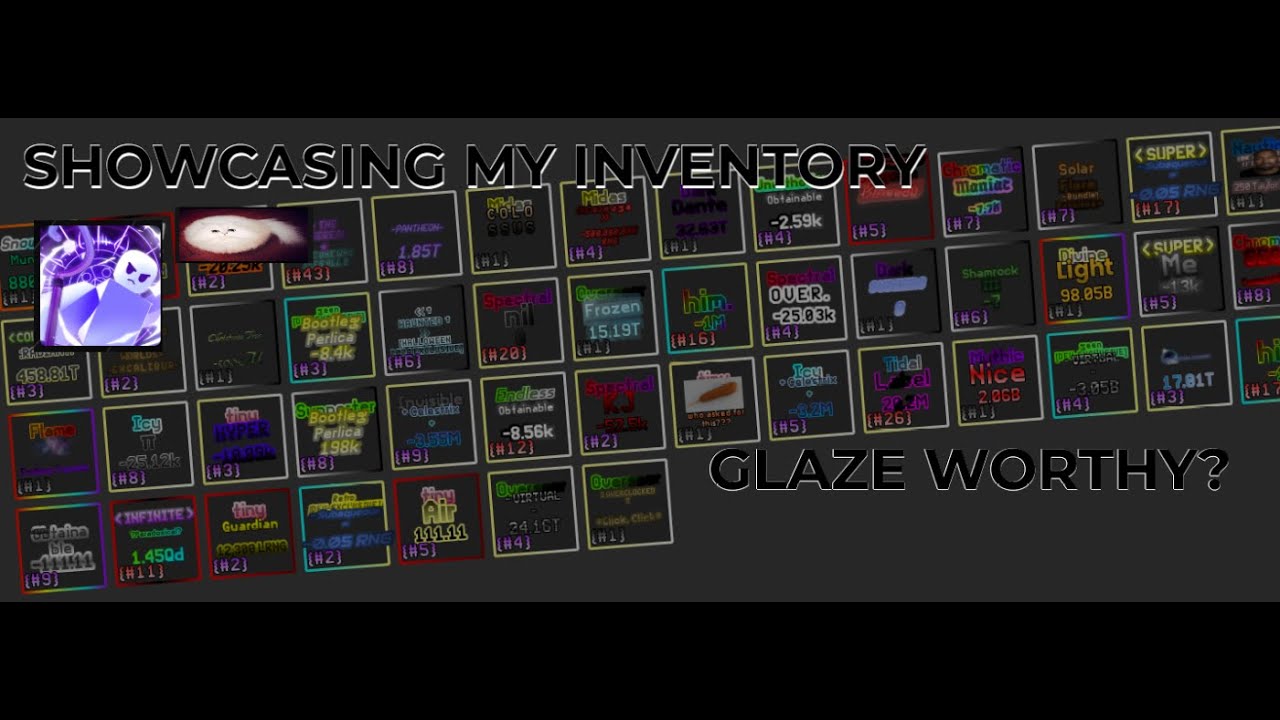 Showcasing my inventory after 55 Million Rolls I Fortune's End