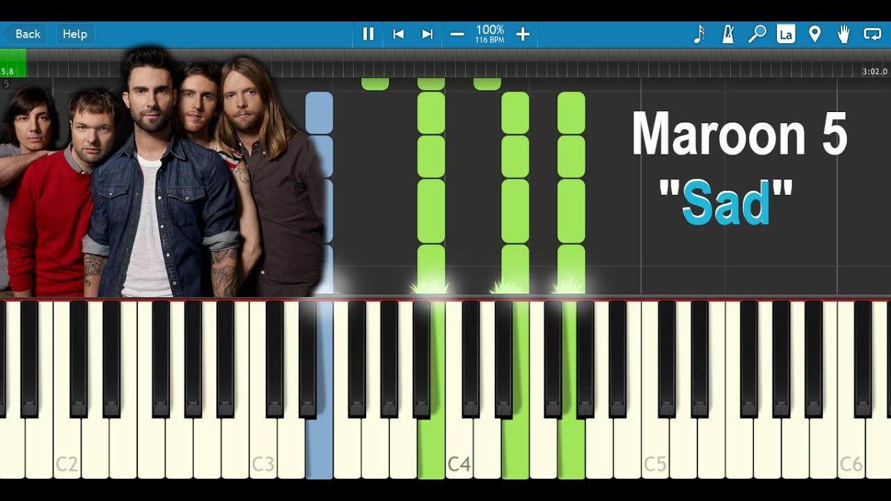 Sad - Maroon 5 Piano Tutorial Synthesia